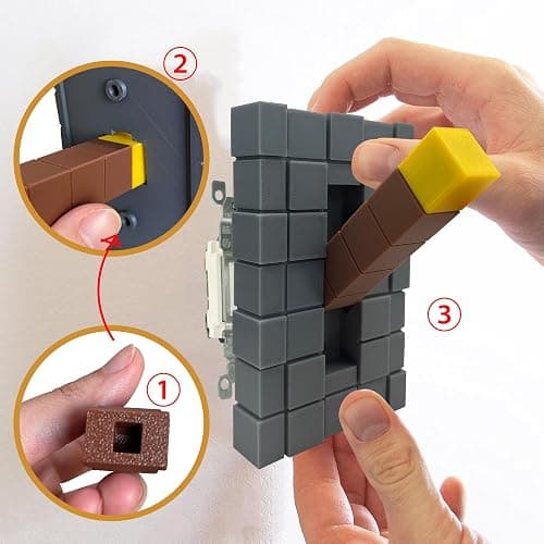 Game Room Light Switch Cover, 1 Toggles Blocks Light Switch Cover, My World Room Decor, 1 Gangs Standard Size for Fans Kids Bedroom Decoration, Yellow stick level thumbnail 3
