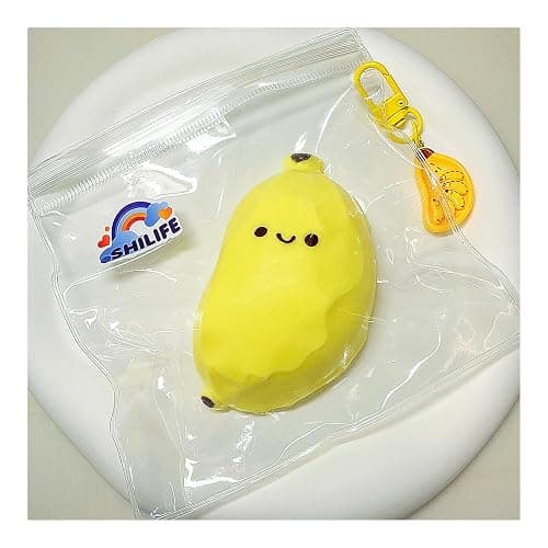Taba Squishy,Stress Ball, Kawaii Squishies Silica Gel Toys,Stress Relieving Fur Ball OPP Packaging Gifts|Squishy Fidget Toys for Anxiety&Relaxation|Perfect Desk Accessory for Adults (Banana) thumbnail 3