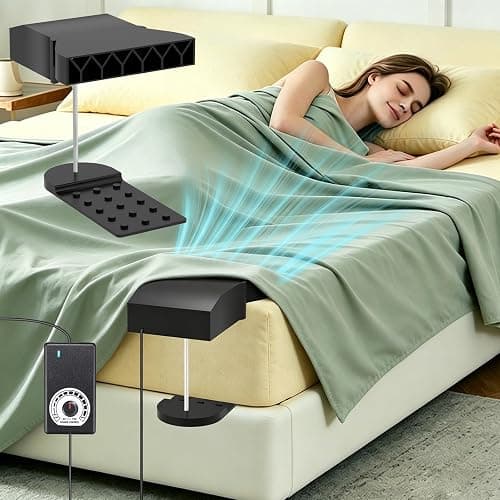 Under Sheet Bed Cooling System with Adjustable Fan Speed, Night Sweat Relief Cooling Fan for Bedroom, Bed Cooling Fan for Cooling and Sleep, Fits All Mattress Heights, Easy Installation (Black) - Image 1