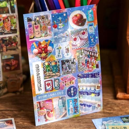 Japanese Manga Style Glitter Sticker Book, 60 Sheets 900 Pcs Dessert Shop & Afternoon Tea Series Decorative Laser Stickers for DIY Scrapbooking Journaling Handbook Decoration and Planner Supplies thumbnail 9