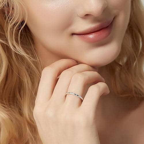 SHINYSO 925 Sterling Silver Ring Engagement Wedding Band with Blue Created Turquoise Stackable Rings for Her Size 4-10 thumbnail 5