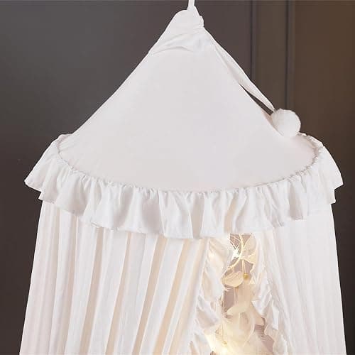 VETHIN Bed Canopy for Girls,Princess Round Dome Dreamy Mosquito Net Bedding Girls Room Castle Play Tent Hanging House Decor Reading Nook Canopies (White) thumbnail 7