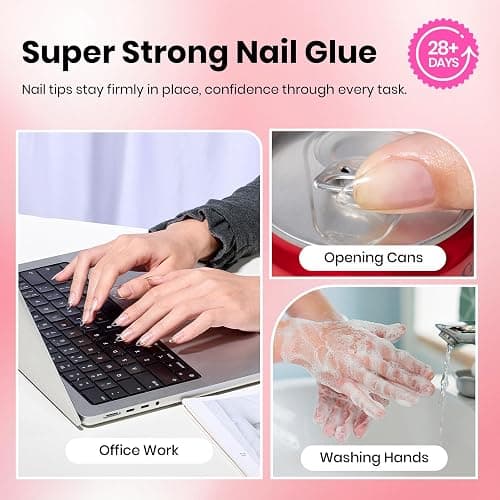 Beetles Press On Nail Glue Quick-Drying 10ml Super Strong Nail Glue, Brush on Glue for Acrylic & Fake Nails, No Uv Light Needed, Long Lasting Summer Nails, DIY Home Manicure thumbnail 4