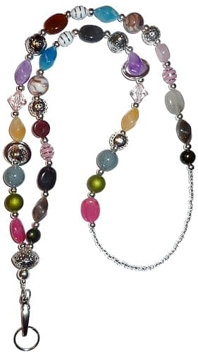 Hidden Hollow Beads Chunky Women's Beaded Lanyard, 34" Made in USA, ID Card Badge Holder Teacher Nurse Keys Keychain Cruise - Image 1