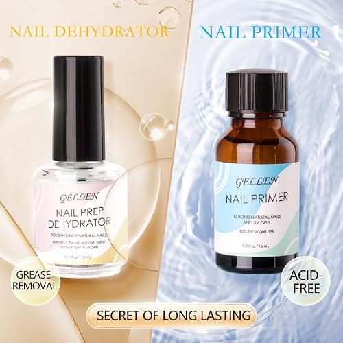 Gellen Nail Dehydrator and Nail Primer, Long-Lasting Air Dry (Acid Free) for Acrylic Powder and Gel Nail Polish, Superior Protein Bonding, 15ML / 0.5 oz Each thumbnail 2