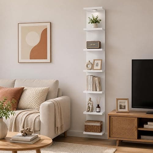 Yuyetuyo 7 Tier Floating Wall Shelf, White Floating Shelves for Wall with LED Light, Versatile Wall Shelf Unit for Bedroom Living Room Bathroom, Lack Shelf for Home Organizer Display thumbnail 8
