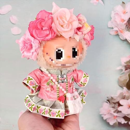 2025 Clothes for La Boo Boo(no Dolls), 4PCS Suit with Flowered Hat Designed for Lububu Doll Clothes, Multiple Stylish Outfit, Used for Your 15&17cm Dolls (Suit I) thumbnail 6