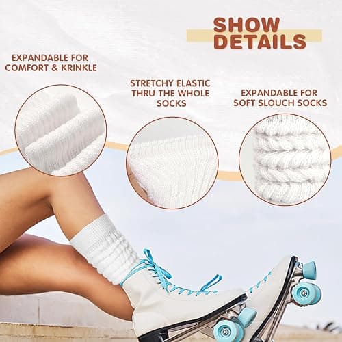 Buauty Slouch Socks for Women, Soft Extra Long Chunky Scrunch Knee High Sock Winter Knit Slouchy Socks leg warmmers thumbnail 3
