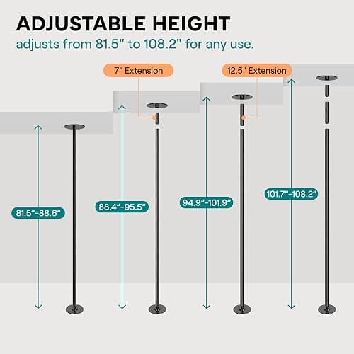 SereneLife Professional Spinning Dance Pole, 45mm Portable Exercise Pole for Fitness – Durable Steel Build, Anti-Rust Finish, Suitable for Home, Club, Gym, Party, Pub thumbnail 3