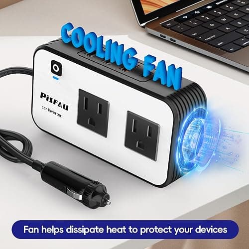 200W Car Power Inverter, PiSFAU DC 12V to 110V AC Car Plug Adapter Outlet with [20W USB-C] /USB-Fast Charger(18W) / 4.8A Dual USB/car Charger for Laptop - 200W thumbnail 5