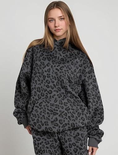 Eutten Womens 2 Piece Sweatsuits Fall Outfits Oversized Camo Hoodie Wide Leg Sweatpants Travel Lounge Matching Sweat Sets thumbnail 4
