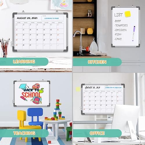 Small Monthly Calendar Dry Erase Whiteboard for Wall, 16" x 12" Magnetic Dry Erase Board, Hanging Double-Sided White Board, Portable Board for Drawing, Kitchen, Planning, Memo, Home, Office thumbnail 5