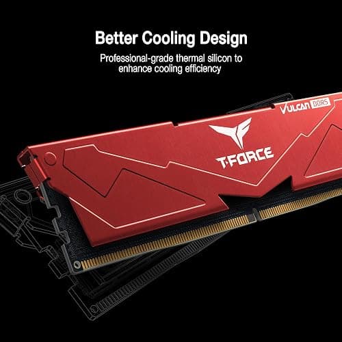 TEAMGROUP T-Force Vulcan DDR5 32GB (2x16GB) 6000MHz (PC5-48000) CL38 Intel XMP 3.0 & AMD Expo Compatible Desktop Memory Module Ram Red FLRD532G6000HC38JDC01 thumbnail 4