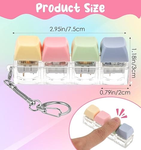 Keyboard Fidget Keychain, Mini Fidget Keyboard Clicker Keycap Stress Relief Toy for Adults to Relieve Anxiety & Pass Time (Assorted Colors) thumbnail 2
