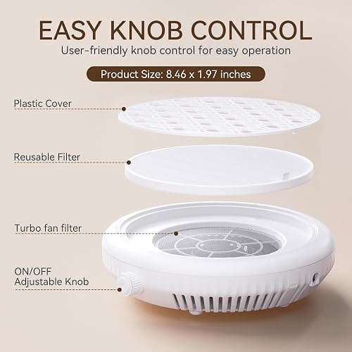 VERYTOP Nail Dust Collector, 4500RPM 360° Nail Vacuum with Adjustable Speeds, Portable & Quiet Manicure Dust Sucker for Acrylic Gel Nails, Ideal for Home DIY and Salon Professionals-9 inch thumbnail 4