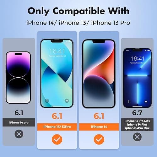 UNBREAKcable 2-Pack Screen Protector for iPhone 13 Pro/14/13 | Tempered Glass, Military Grade Shatterproof, 9H+ Hardness, 99.99% HD, Bubble-Free, Easy Install, for iPhone 13 Pro/14/13 thumbnail 2