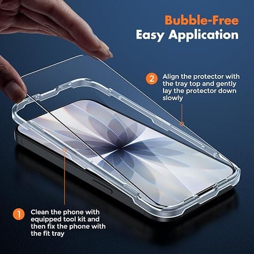 UNBREAKcable for iPhone 17 Screen Protector, 3-Pack Full Coverage Tempered Glass Screen [Military Grade Shatterproof] [9H Hardness] [Bubble Free] [Easy Installation] [99.99% HD Clear] for iPhone 17 thumbnail 4