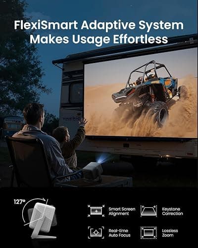 JMGO N1S 4K Smart Portable Projector, Triple Laser, 1100 ISO Lumens, Gimbal Instant Auto Focus, Google TV, Netflix, 110% BT.2020, Wi-Fi 6, HDR10, 10W Dolby Audio, Blu-ray 3D, 200" for Home. thumbnail 5