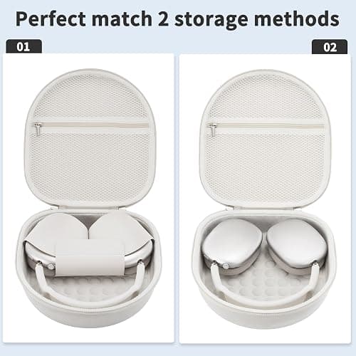 Case for Apple Airpods Max Headphones, Travel Portable Headphone Hard Case Cover Bag, Mesh Pouch with Zipper for Charger and Accessories (Starlight) thumbnail 2