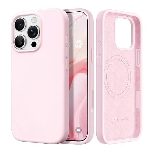 GOLBINBOX Magnetic for iPhone 16 Pro Case, Silicone Cover, Calke Pink | Compatible with MagSafe, Comfortable Grip, Soft Anti-Scratch Microfiber Lining, Slim Shockproof Protective Phone Case 6.3" - Image 1