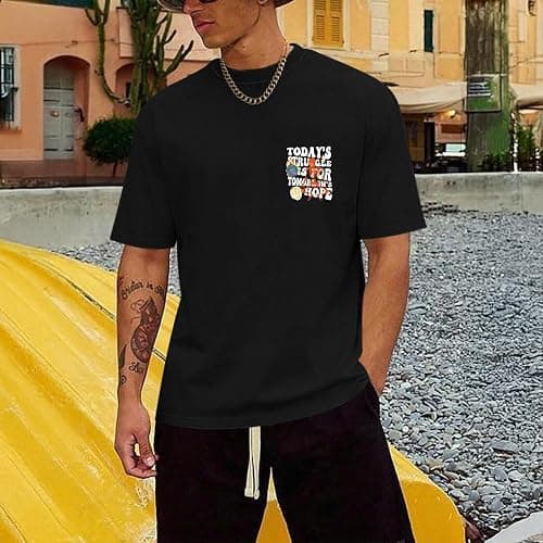 Weiyuqi Oversized Graphic Tshirt for Men Letter Print Vintage T Shirt Tees Casual Loose Fit Retro Streetwear Shirts Tops thumbnail 5