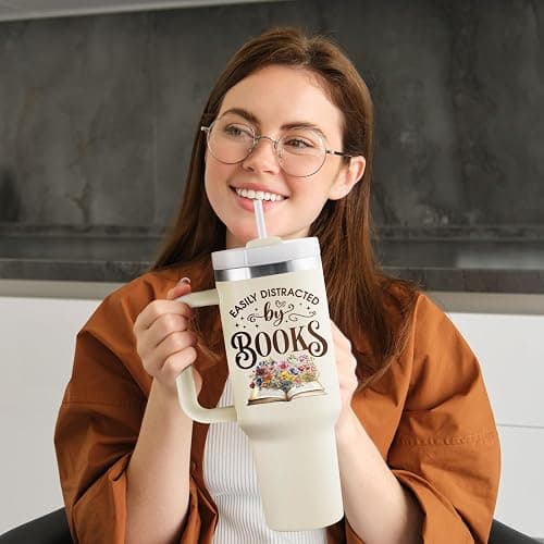 ROSTANTEN Book Lovers Gifts for Women - 40 oz Tumbler with Lid & Straw - Bookish Gifts for Readers Book Club Gift Books Themed Reading Gift for Librarian - Insulated Travel Cup 40oz thumbnail 2