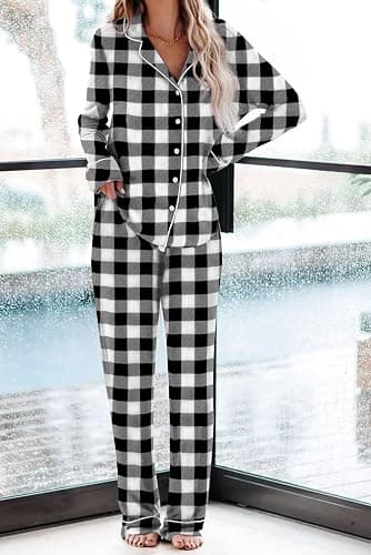 Aamikast Women's Pajama Sets Long Sleeve Button Down Sleepwear Nightwear Soft Pjs Lounge Sets thumbnail 3