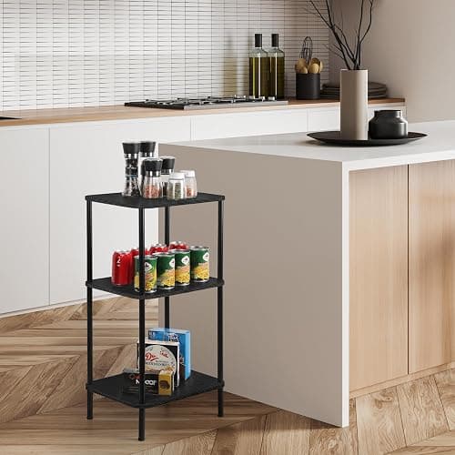 BTY Tall Side Table 3 Tier End Table, 30 Inch H Small End Table with Storage Shelves, Tall Nightstand for Small Spaces Living Room, Bedroom, Home Office,3 Tier Slim Telephone Table thumbnail 6