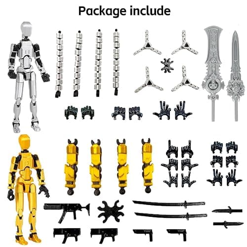 T13 3D Action Figure Set (Assembly Completed) 2 Pcs, 3D Printed Multi-Jointed, Titan 13 Action Figures, Multi-Articular Lucky Mobile Robot Nova,Desktop Decorations for Game Lovers Toys (Sliver Gold) thumbnail 5
