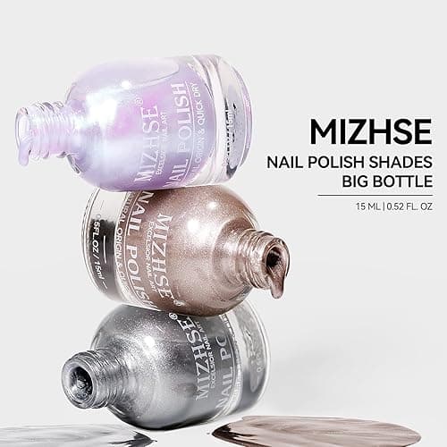 MIZHSE Quick Dry Cat Eye Nail Polish, Sliver Magnetic Nail Polish with Magnet, Air Drying Fast Nail Lacquer 15ml Cateye Effect for Women Girl Non-Gel Nail Art Manicure DIY Home thumbnail 6