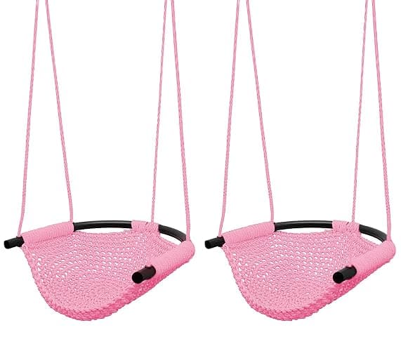 JKsmart 2 Pack Kids Swing Seat, Heavy Duty Rope Play Secure Children Swing Set, Toddler Swing Chair for Outdoor/Indoor/Playground/Home/Tree, with Snap Hooks and Swing Straps,440 lbs Capacity,Pink - Image 1