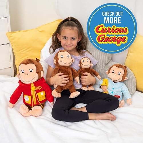 KIDS PREFERRED Curious George Monkey Stuffed Animal Plush Toys Soft Cutest Cuddle Plushie Gifts for Baby and Toddler Boys and Girls - 8 Inches thumbnail 7