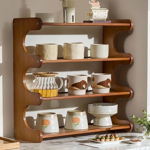 STEHEMO 4-Tier Wooden Mug Display Holder, Mug Holder for Countertop Coffee Cup Holder Coffee Mug Organizer Mug Rack for Coffee Bar Organizer Mug Shelf for Cabinet for Kitchen, Home,Brown thumbnail 7