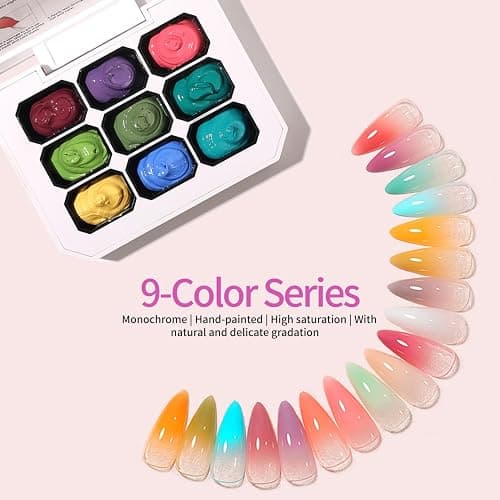 AOBOO Ombre Gel Nail Polish Nail Sponges for Ombre 9 Series Colorful Blush Effect Pat Painting Gradient Blooming Gel for Ombre Nails Multistyle French Manicure Nail Art DIY Home (A4, 1) thumbnail 5