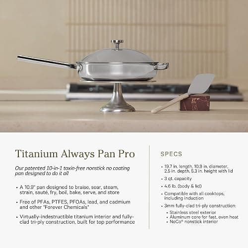 Our Place 15-Piece Titanium Pro Cookware & Bakeware Set | Tri-Ply Titanium & Stainless Steel Nonstick Fry Pans & Pots | Ceramic Nonstick Bakers & Griddle Pan | Non-toxic, PFAS-Free | Blue Salt thumbnail 3