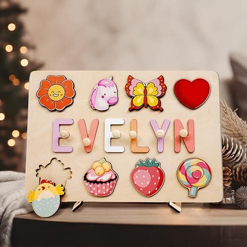 Personalized Name Puzzle for Kids, Wooden Puzzles for Toddlers 1-3, Custom Baby Toddler Toys for 1 Year Old, Personalized Christmas Birthday Gifts thumbnail 9