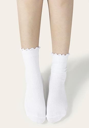 BomKinta Ruffle Socks Women - Turn-Cuff Frilly Sock - Lightweight Cotton Sock - Athletic Crew Socks Gifts thumbnail 5