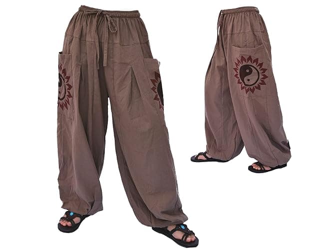 Siamrose Baggy Yoga Harem Pants Men Women Casual Lounge Trousers 2 Big Pockets, One Size, Elastic Waist thumbnail 3
