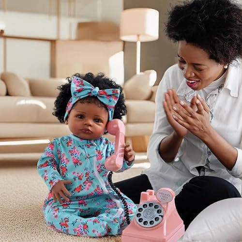 BABESIDE Lifelike Reborn Black Girl- 18-Inch Realistic Newborn Real Life Baby Dolls with Clothes and Toy Gift for Kids Age 3+ thumbnail 8