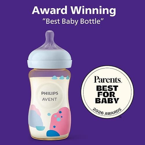 Philips Avent Natural PPSU Baby Bottles, Medium Flow, 9 oz, BPA-Free | Baby-Controlled Flow, No-Drip Design, Reduces Colic and Gas with Anti-Colic Valve, 2-Pack, SCY943/02 - Image 1