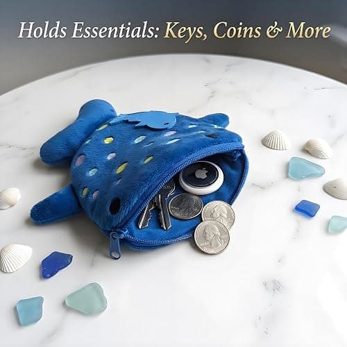 cioatu Coin Purse Keychain,Soft Zipper Coin Purse Change Purse,Handmade Purse Bag Charm Gift for Women (Dark Blue) thumbnail 3