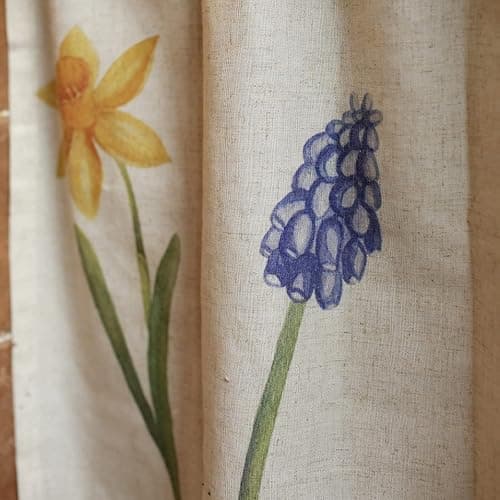 A.Monamour Rideau de Cuisine Court pour Petit Fenêtre Motif Jonquilles en Lin avec Pompon Rustique Maison de Campagne Rideau Brise-bise Rideaux à Disques Panneaux de Rideaux Cantonnières Demi Rideau thumbnail 4