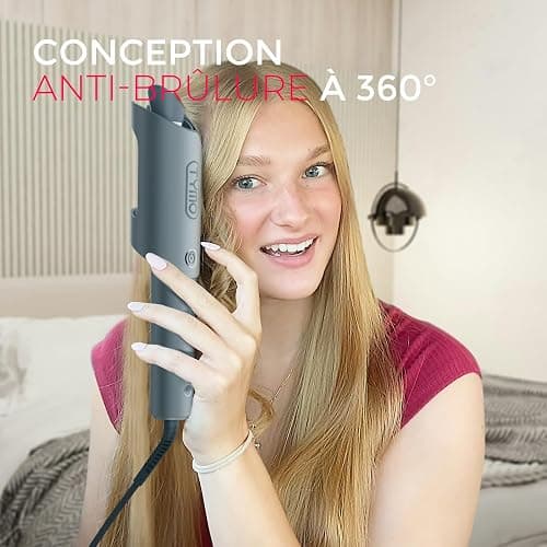 TYMO Boucleur a Cheveux Fer à Friser Automatique - CURLPRO Fer a Boucler Automatique Portable 25mm avec 3 Températures Réglables, Anti-brûlure, Boucleur Céramique Cheveux Court et Long, Gris Métal thumbnail 6