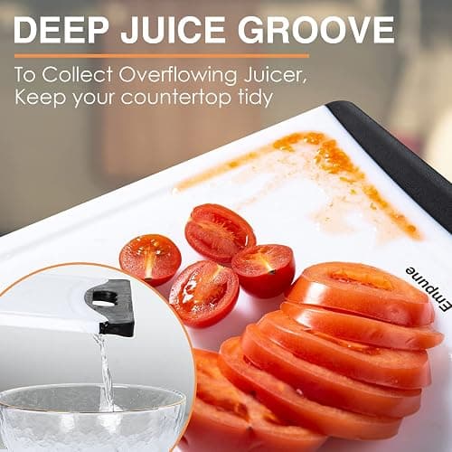 Extra Large Cutting Boards, Plastic for Kitchen (Set of 4) Dishwasher Chopping Board with Juice Grooves, Easy-Grip Handles, Black, Empune thumbnail 5
