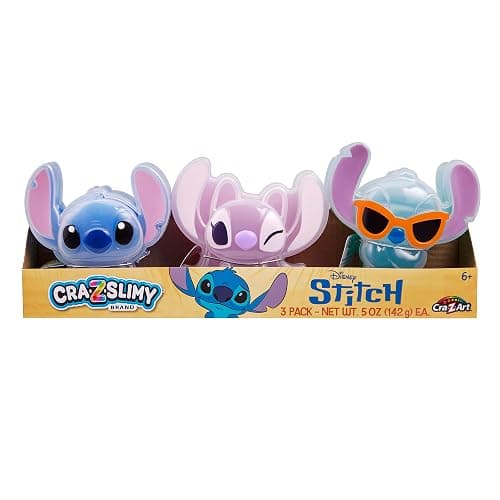 CRA-Z-Art Disney Stitch Shaped Slime Container Set, 3-Pack, Colorful, Fun Slime Play thumbnail 2
