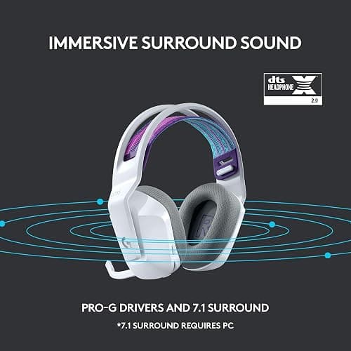 Logitech G733 Lightspeed Wireless Gaming Headset, Suspension Headband, Lightsync RGB, Blue VO!CE Mic, PRO-G Audio – White, Gaming Headset Wireless, PC, PS5, PS4, Switch Compatible thumbnail 10