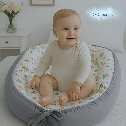 SkyLes Baby Nest Pod for Newborn 0–12 Months – Baby Lounger with Memory Foam Mattress (60×25cm), Removable Washable Cover, Soft and Breathable Fabric. thumbnail 7