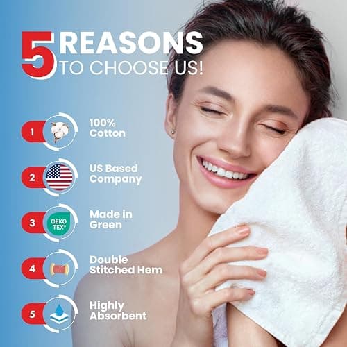 Infinitee Xclusives 100% Cotton Luxury Wash Cloths for Showering - 12 Pack | Washcloths [13x13] - Soft and Absorbent Face Towels for Bathroom Wash Clothes - Gym, Spa & Hotel Use thumbnail 4