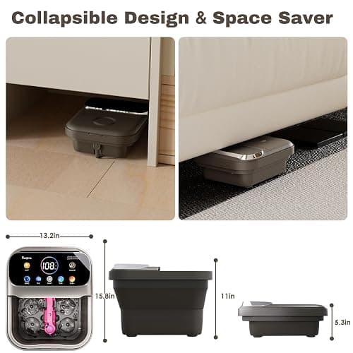 Ranjova Foot Spa Electric Rotary Massage, with Touchscreen Pro Color Display, Collapsible Foot Bath with Heat, Bubble,Remote Control, Temp Control, and 24 Motorized Shiatsu Massage Balls (Dark Grey) thumbnail 7