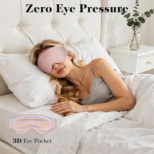 Fygrip 3D Eye Mask Sleep Mask for Men & Women, 100% Pressure-Free & Light Block-Out Eye Mask for Sleep with Easy Adjustable Strap, Night Eye Cover for Travel, Pink thumbnail 3